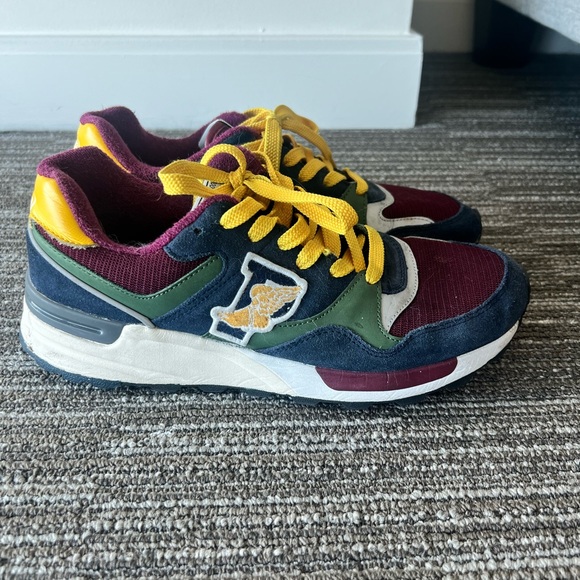 Polo Ralph Lauren Mens Trackster 100 Leather Athletic Sneakers Blue burgundy - Picture 3 of 5